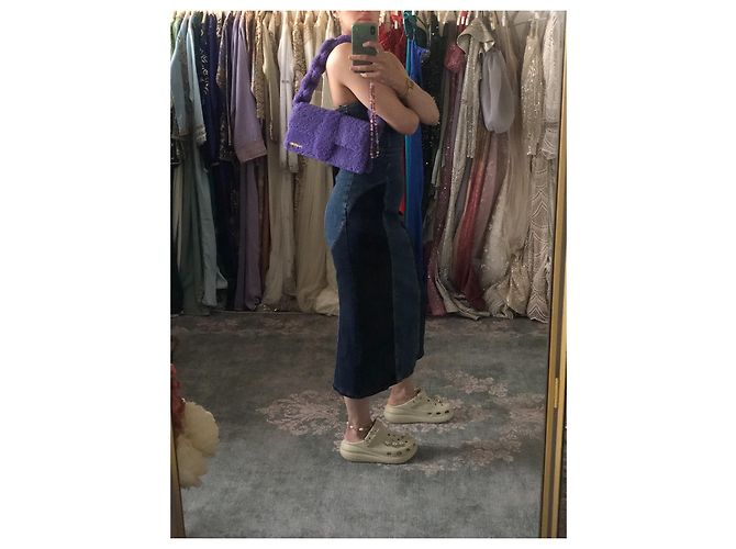 Borsa a mano Jacquemus in lana viola scuro Moyen - vista 2
