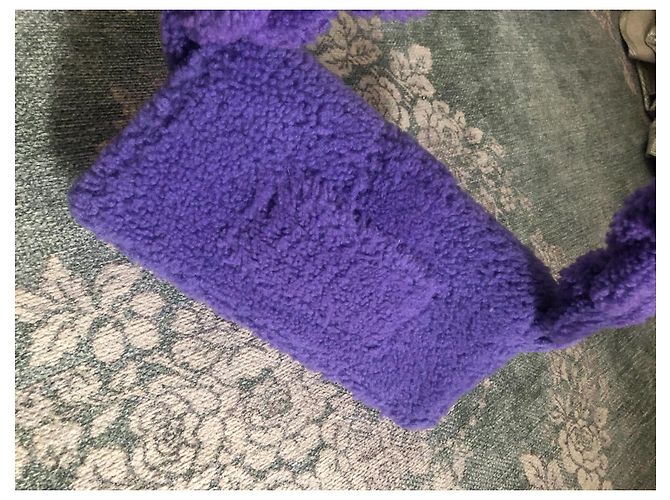 Borsa a mano Jacquemus in lana viola scuro Moyen - vista 5