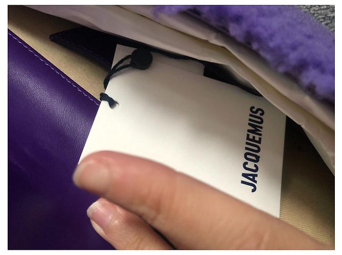 Borsa a mano Jacquemus in lana viola scuro Moyen - vista 8