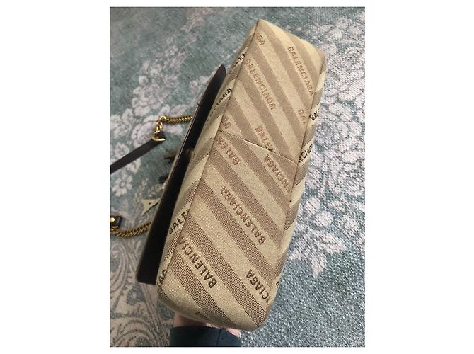 Borsa a mano Balenciaga BB Chain Beige in tela - vista 4