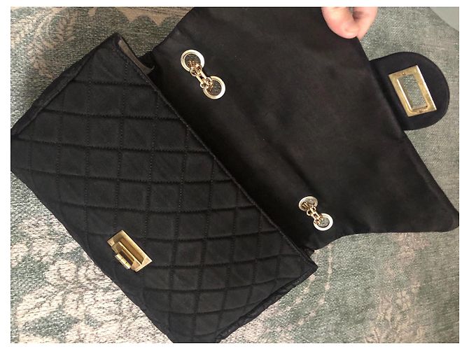 Borsa a mano Chanel 2.55 in tessuto nero - vista 8