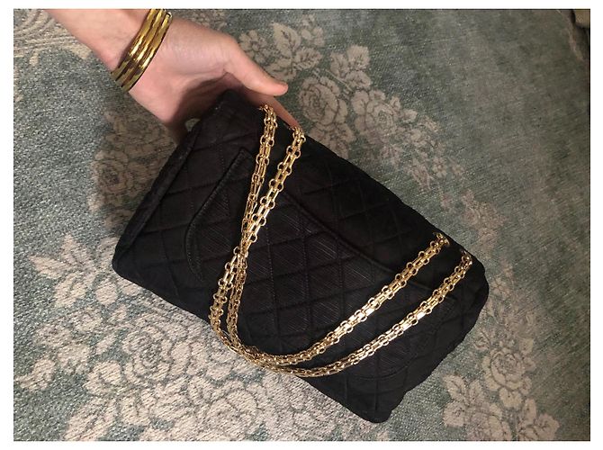 Borsa a mano Chanel 2.55 in tessuto nero - vista 9
