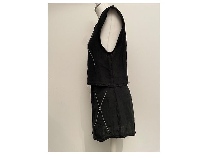 Top negro de algodón Filles à Papa con pedrería Swarovski - vista 4