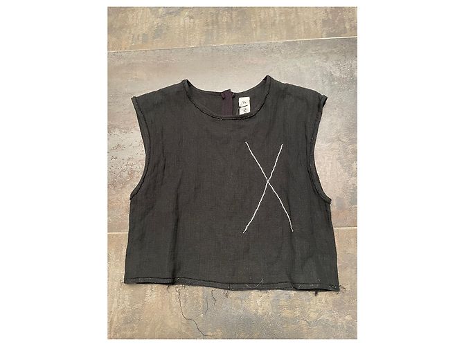 Top negro de algodón Filles à Papa con pedrería Swarovski - vista 5