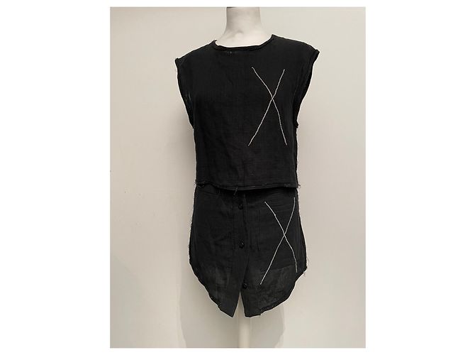 Top negro de algodón Filles à Papa con pedrería Swarovski - vista 6