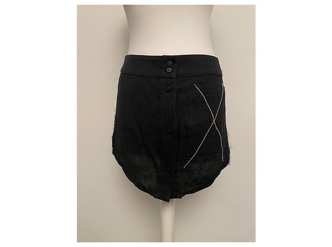 Autre Marque FILLES A PAPA Schwarzer Minirock mit Swarovski Steinen - Ansicht 5