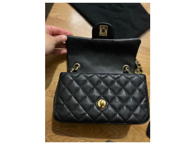 Timeless Chanel Mini retângulo Caviar Preto - vista 11