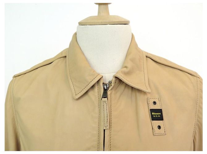 Blauer BLAUE JACKE 18SBLUL02197 BEIGE LEDERJACKE 48 M LEDERJACKE MANTEL - Ansicht 2