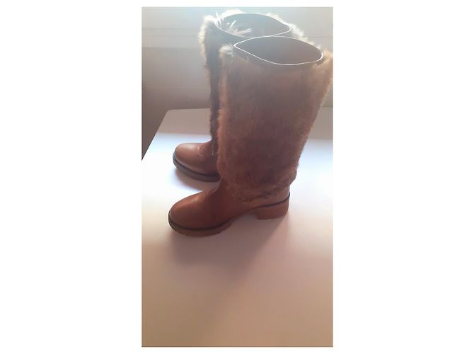 Autre Marque Botas de piel marrón oscuro - vista 4
