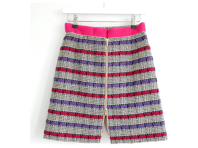 Chanel SS17 Falda de tweed a rayas con cremallera Multicolor - vista 3