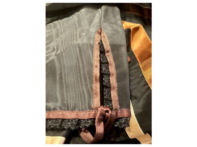 Louis Féraud Vintage Louis Feraud Kleid im New Romantics / Goth Stil Braun Schwarz - Ansicht 13