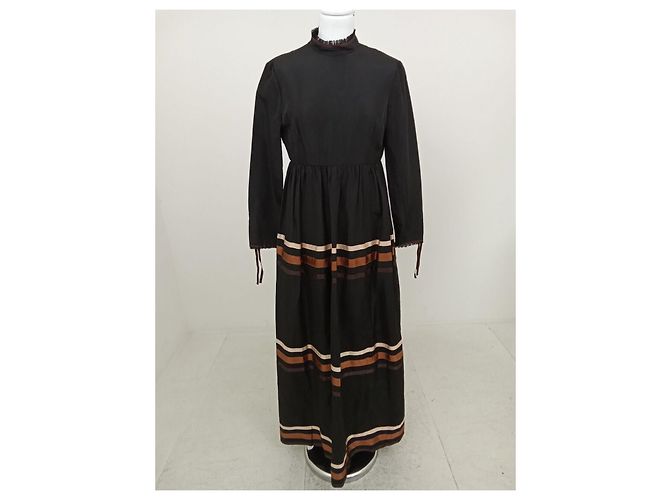 Louis Féraud Vintage Louis Feraud Kleid im New Romantics / Goth Stil Braun Schwarz - Ansicht 2