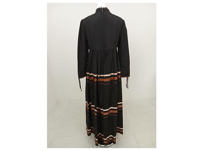 Louis Féraud Vintage Louis Feraud Kleid im New Romantics / Goth Stil Braun Schwarz - Ansicht 3
