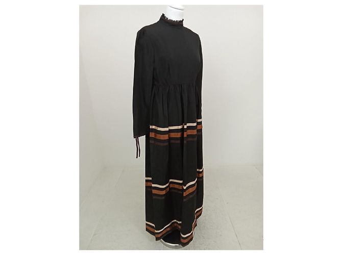 Louis Féraud Vintage Louis Feraud Kleid im New Romantics / Goth Stil Braun Schwarz - Ansicht 4