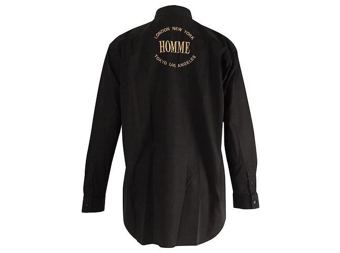 Camicia Buttondown Balenciaga 'Homme' in cotone nero - vista 3
