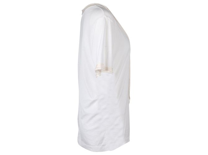 Balenciaga Fringe Trim V-Neck Top in White Cotton - view 2