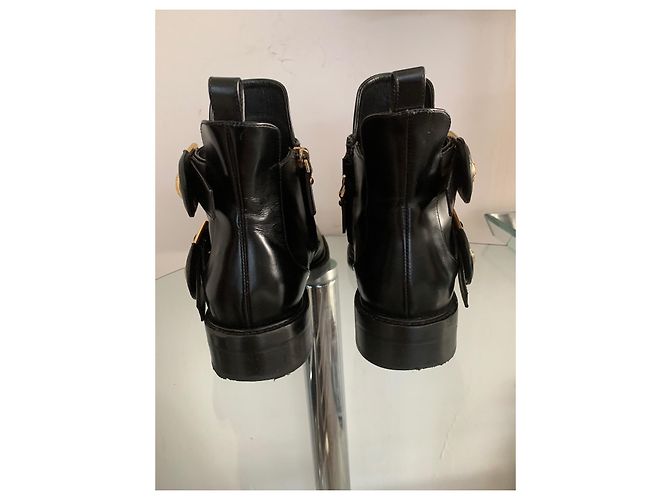 Botas Louis Vuitton de cuero negro con hebillas doradas Talla 38 - vista 4