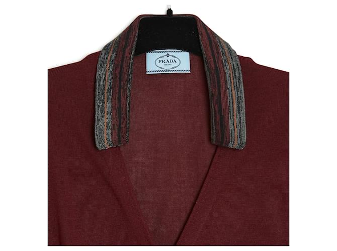 Prada CARDIGAN IN LANA BORDEAUX38 Bordò - vista 3