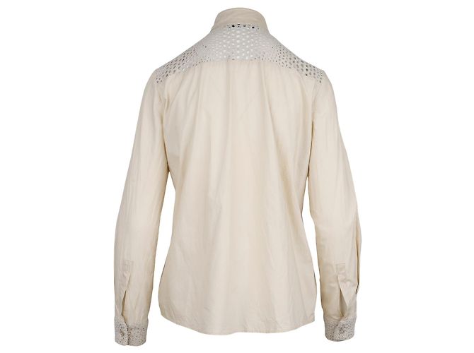 Camisa Blumarine de algodón beige con encaje - vista 2