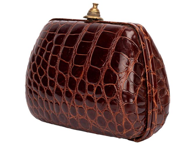 Pochette Gianfranco Ferré in coccodrillo marrone - vista 2