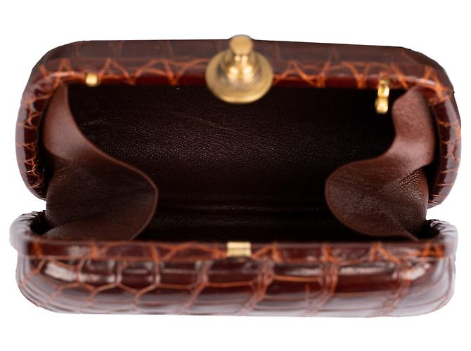Pochette Gianfranco Ferré in coccodrillo marrone - vista 3