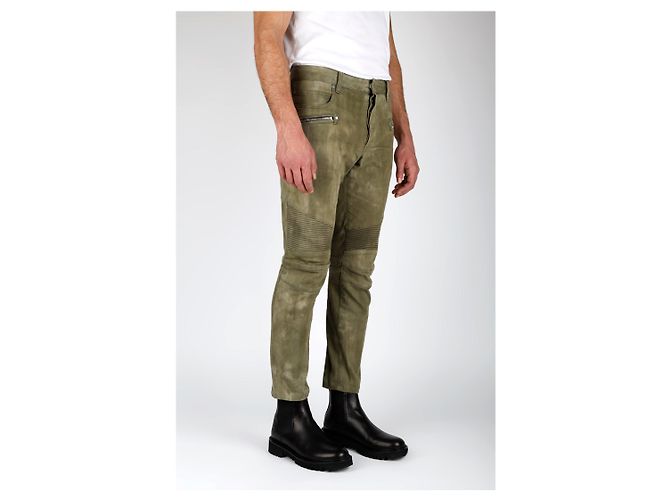 Jeans Biker Verdi Balmain Verde - vista 2