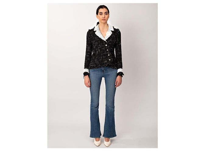Blazer de tweed de Chanel con ribete de croché Negro - vista 3