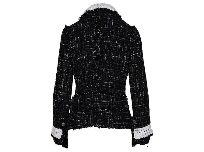 Blazer de tweed de Chanel con ribete de croché Negro - vista 4