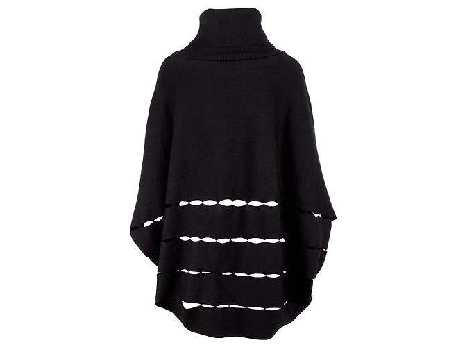 Gaetano Navarra Rollkragenponcho Schwarz - Ansicht 2