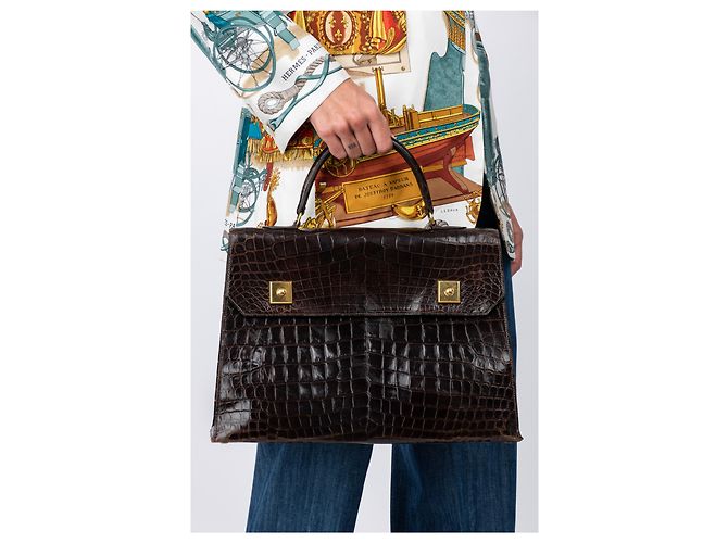 Piano Hermès Benutzerdefinierte Krokodil-Klaviertasche Braun - Ansicht 2