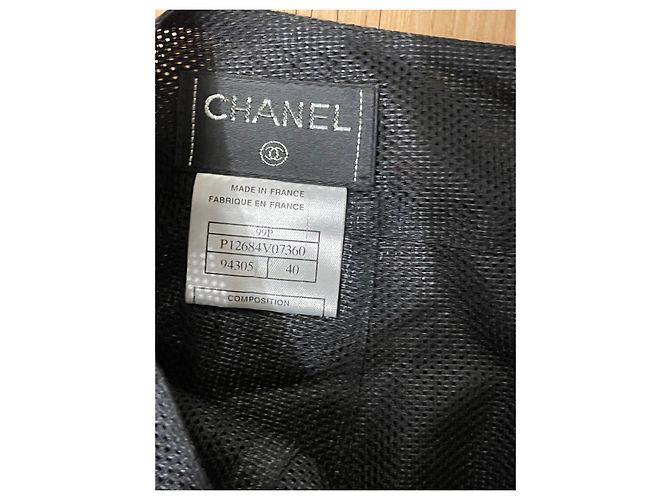 Chanel Langer schwarzer Rock aus Netz Polyester Größe 40 - Ansicht 2