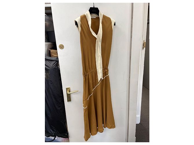 Vestido vintage Balenciaga Creme Castanho claro - vista 3