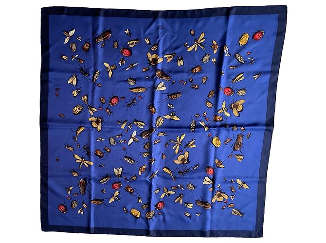 Foulard Vintage En Soie Moirée Rouge à Fleurs - Dimensions 83x87 Cm, Fabriqué En Italie