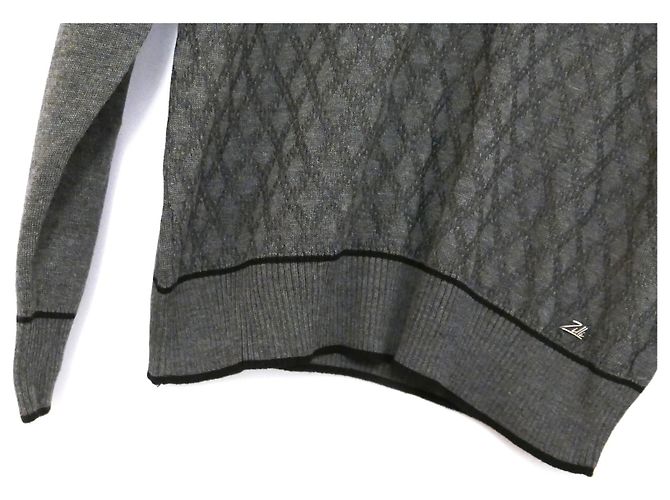 Zilli Grauer Strickpullover mit Reißverschluss am Ausschnitt - Ansicht 4