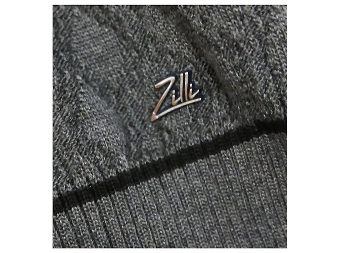 Zilli Grauer Strickpullover mit Reißverschluss am Ausschnitt - Ansicht 5