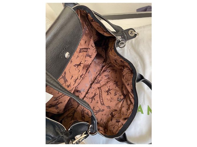 Longchamp Handtasche aus schwarzem Leder Größe L - Ansicht 7