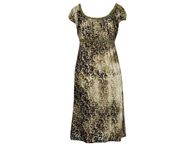 Vestido estampado de terciopelo verde de Roberto Cavalli - vista 2