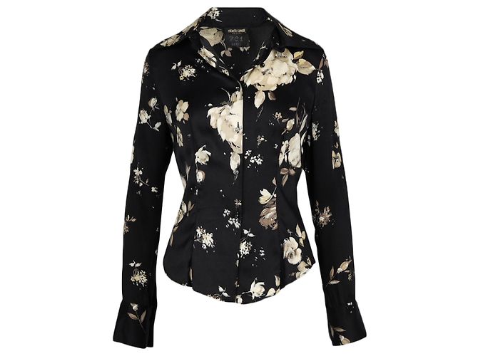 Roberto Cavalli Bluse mit Blumenmuster Schwarz - Ansicht 3