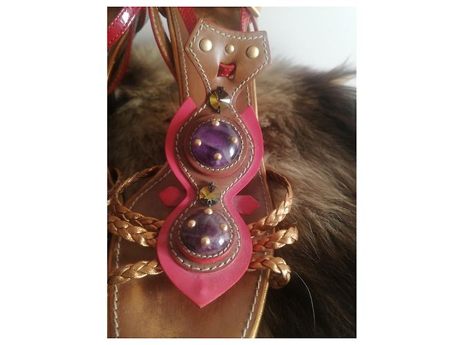 Prada Gem Rope Gladiator Sandaletten Absatz Rosa Lackleder 38 Pink - Ansicht 4