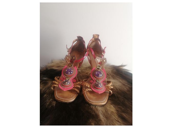 Prada Gem Rope Gladiator Sandaletten Absatz Rosa Lackleder 38 Pink - Ansicht 5