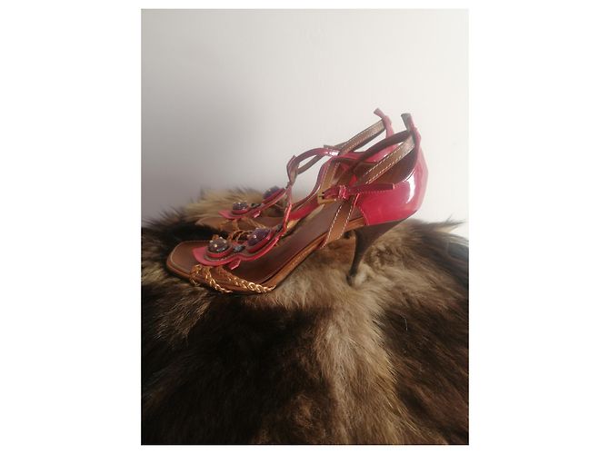 Prada Gem Rope Gladiator Sandaletten Absatz Rosa Lackleder 38 Pink - Ansicht 6