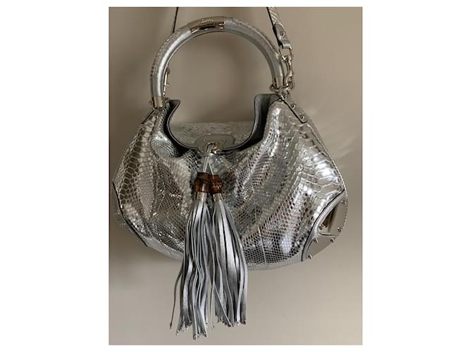 Dionysus Gucci Silver Metallic Python Large Babouska Indy Tasche.  Limited Edition! Silber - Ansicht 2