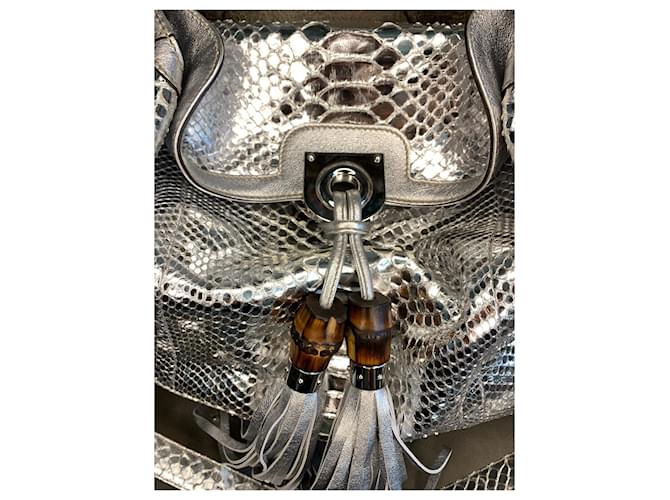 Dionysus Gucci Silver Metallic Python Large Babouska Indy Tasche.  Limited Edition! Silber - Ansicht 3