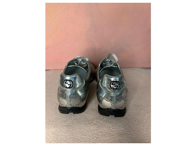Sneakers Gucci in pelle argento da donna - vista 5