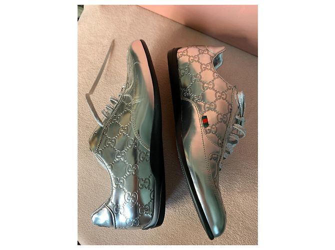 Sneakers Gucci in pelle argento da donna - vista 9