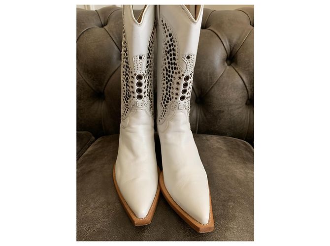 Autre Marque Bottes en cuir blanc - vue 3