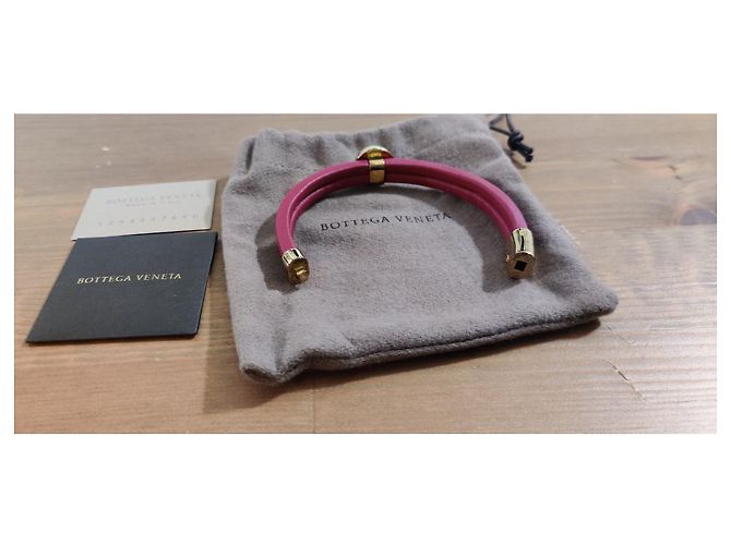 Bottega Veneta red and gold leather bracelet Golden Dark red - view 2