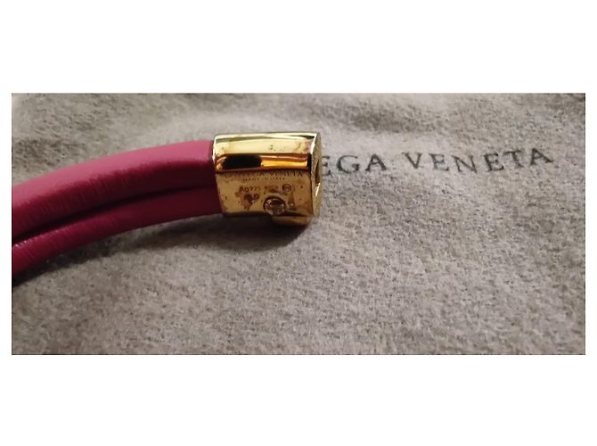 Bottega Veneta red and gold leather bracelet Golden Dark red - view 4