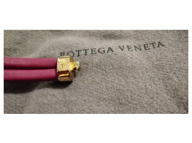 Bottega Veneta red and gold leather bracelet Golden Dark red - view 6