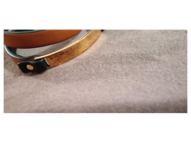 Bottega Veneta Armband aus Leder und goldener Panzerkette Braun Schwarz Gold hardware - Ansicht 3